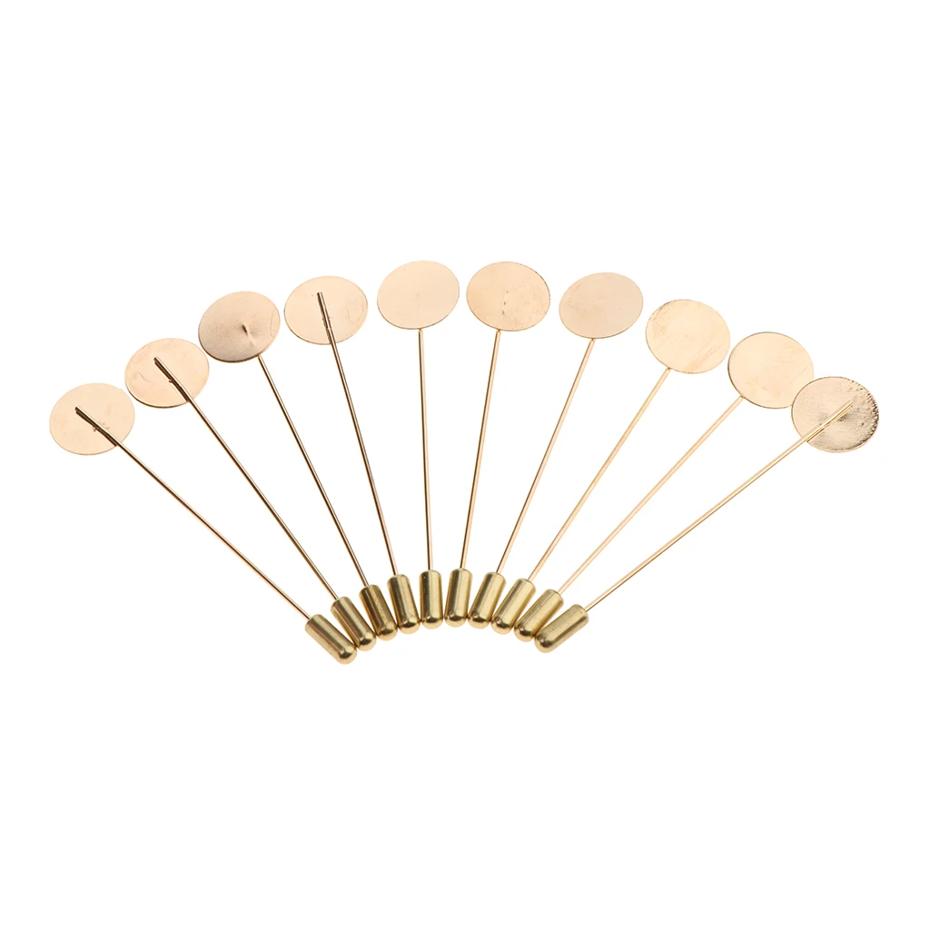 Phenovo 10 Pieces Lapel Stick Pin Tie Hat Scarf Badge Brooch with Tray Pad DIY Craft for Party Wedding Fancy Dress 7.5cm