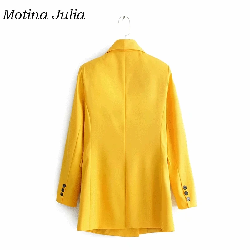 Motina Julia шикарные желтые блейзеры женские двубортные блейзеры верхняя одежда куртки пальто уличная мода трендовые женские блейзеры Топы