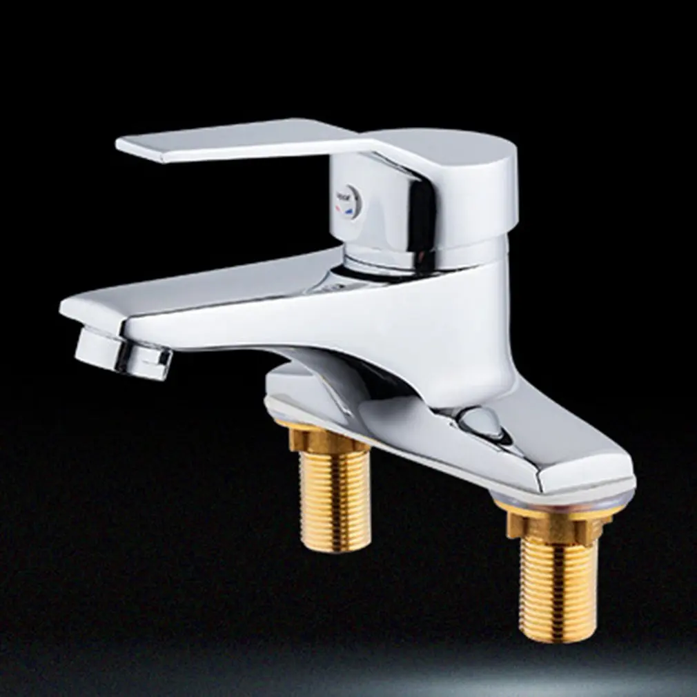 اثنين قطعة حوض صنبور الحمام الغرور حوض اثنين حفرة الساخنة والباردة صنبور المياه