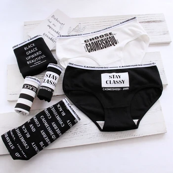 

Panties for Women Calcinha Cotton Letters Print Underwear Ladies Sexy Lingerie Girl Briefs Female Underpants Fashion Panty C0062