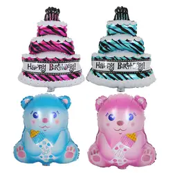 Милый медведь для маленьких мальчиков девочек Фольга шар воздушные шары в виде торта ко дню рождения baby Shower Пол выявить дети День рождения