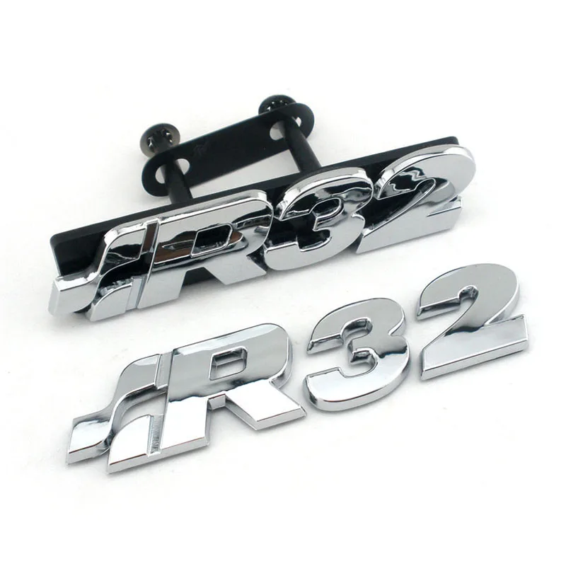 

Golf R32 Chrome Front Grill Badge Emblem GOLF TDI R 3.2L V6 Rear Boot Tailgate Badge logo for Golf 4 / 5 ( 1997 - 2008 )