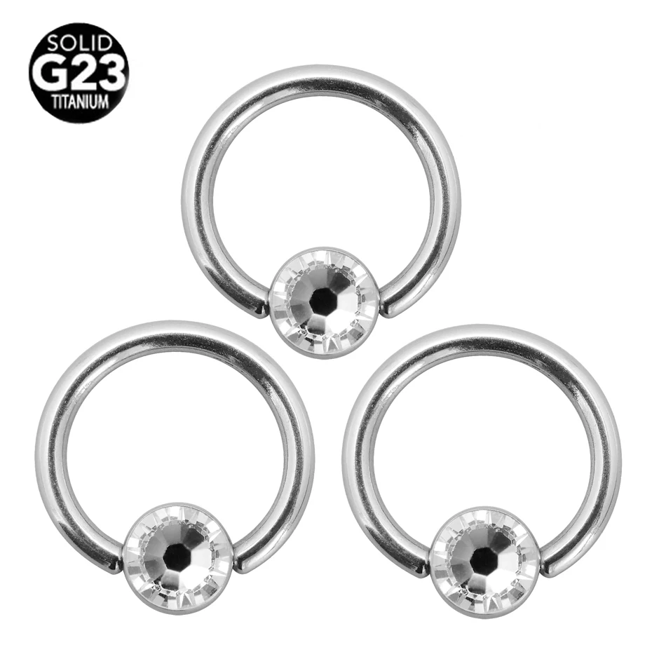 

10pcs/lots G23 Grade Titanium CBR with Flat gem ball nose ring g23 jewelry piercing horseshoe ring piercing nariz
