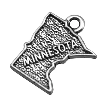 

Silver Minnesota State Map Dangle Charms Jewelry DIY Fit Bracelet Necklace 50PCS/Lots