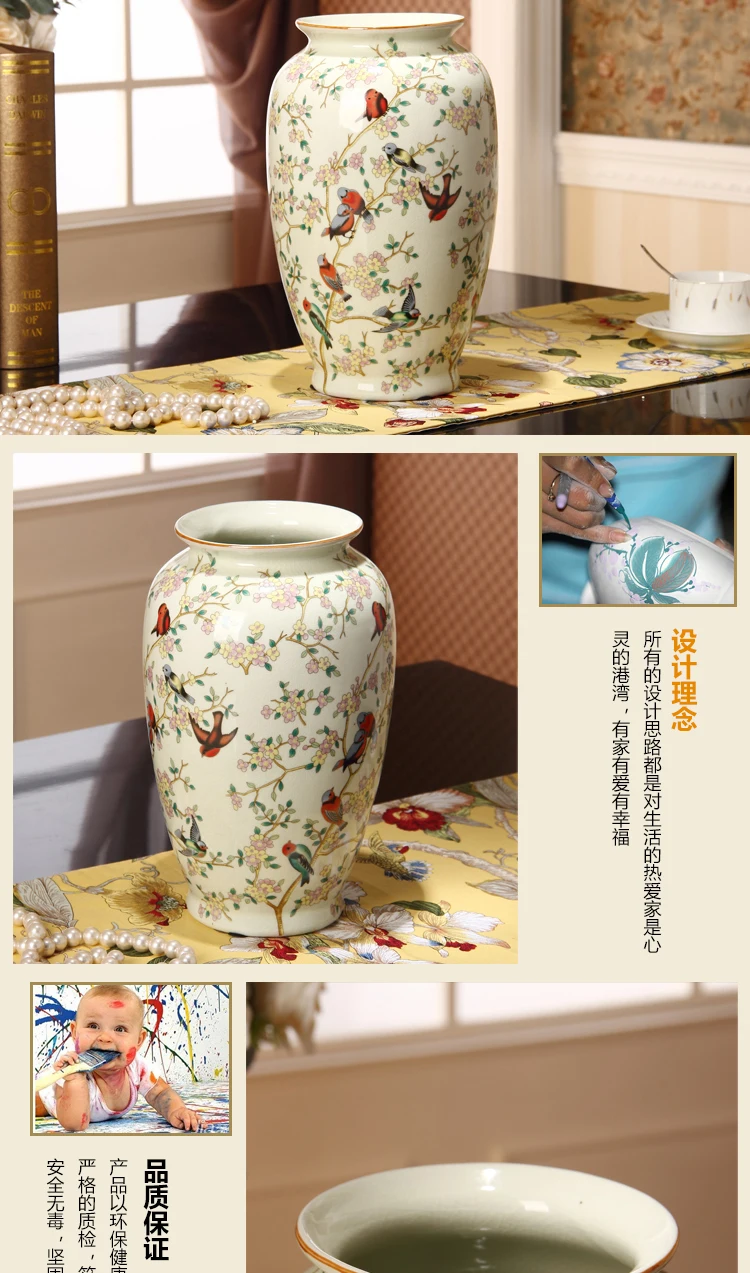 Американский-французский кантри украшения для сада высокая температура керамическая ваза Птица дизайн гостиная точка китайский дом Decoratio
