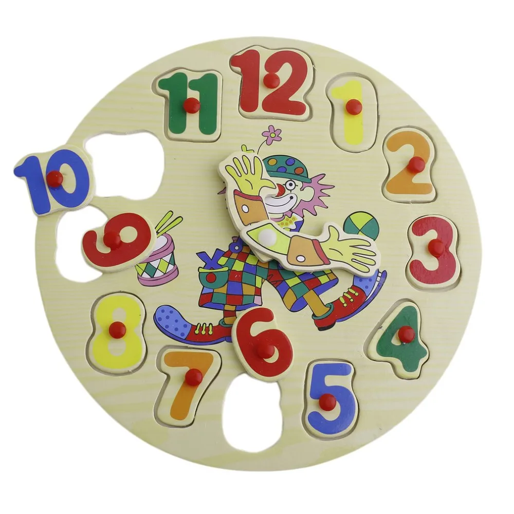 Wooden Digital Clock Jigsaw Toy Baby Kids Learning Education Wooden