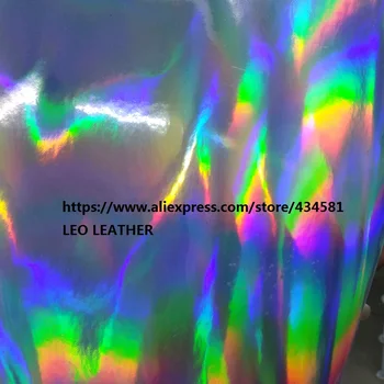 

30X134CM Radium film special fabrics colorful holographic faux PU leather fabric material tela cuero laser leather P1562