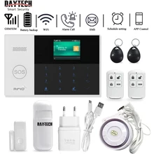 DAYTECH GSM WiFi сигнализация система безопасности дома PIR детектор датчик двери приложение iOS/Android приложение управление TFT экран 8 языков