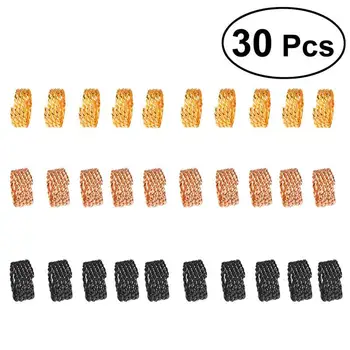 

30Pcs Micro Rings Micro Crimp Beads Hair Braids Dreadlock Beads Adjustable Braid Cuffs Clip For Hair Extensions
