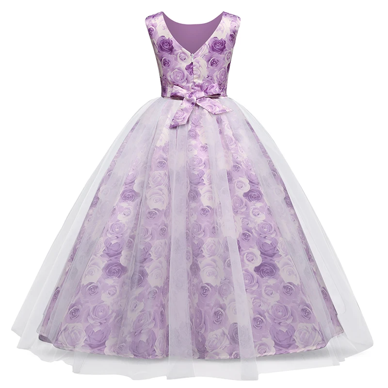 Tennage Girls Long Tulle Dress Wedding Flower Girls Dresses For Girls 6 7 8 9 10 11 12 13 14 Years Party Clothing Evening Grown