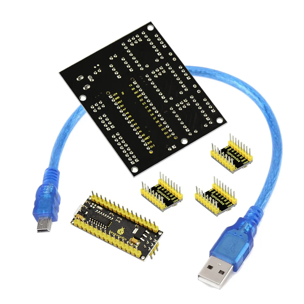 Бесплатная доставка! Новинка! Keyestudio щит с ЧПУ v4 + 3 шт. драйвер A4988 Nano CH340 для Arduino