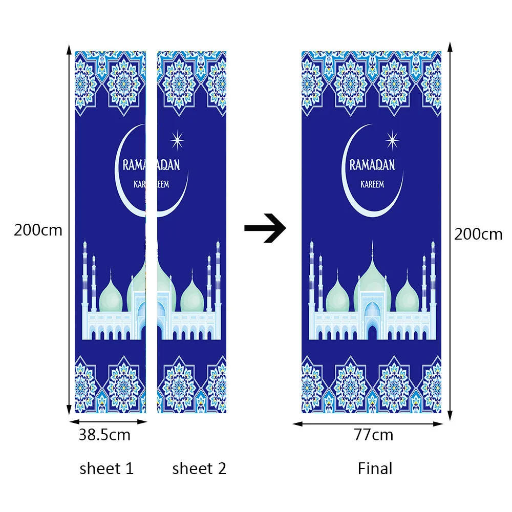 ИД Мубарак домашний декор двери стикер украшения на Рамадан Гостиная Спальня дверь креативный Водонепроницаемый 3D настенные мусульманские Стикеры - Цвет: NM705