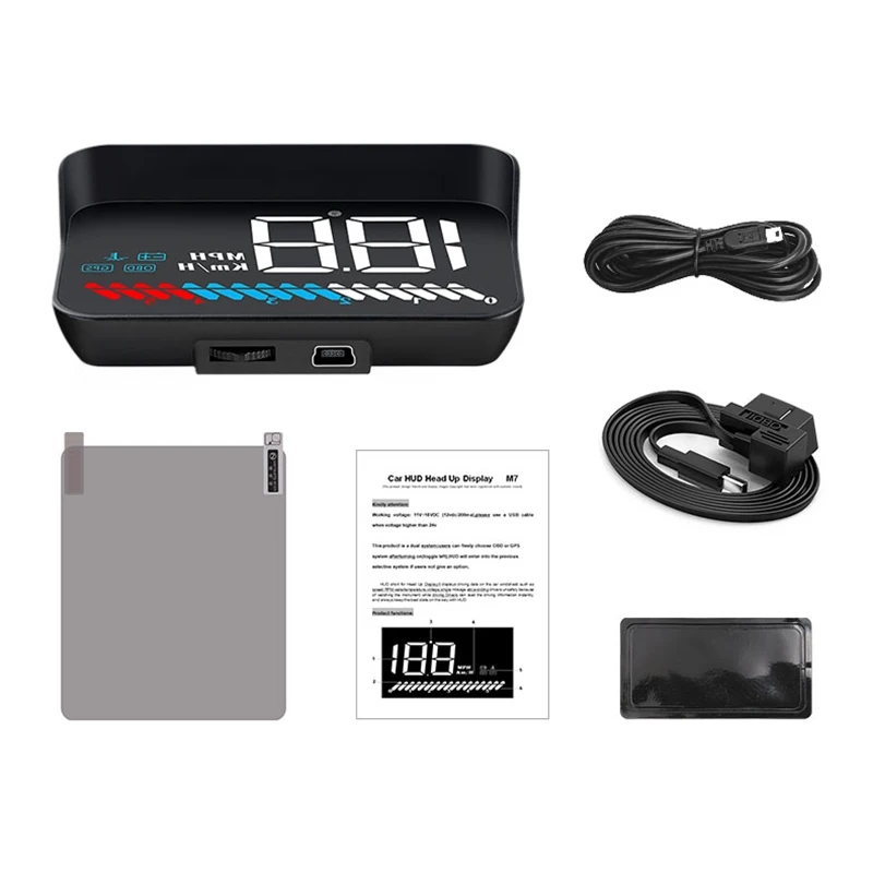 

OBD2 HUD M7 GPS Car Windshield Projector Speedometer Head Up Display OBD Digital Speed Projection With Sunshade Bracket