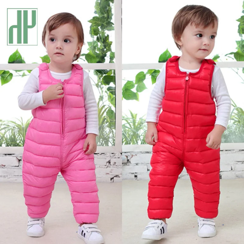 Beste Winter kinderen down katoen bib broek voor kids overalls peuter jongens broek warm baby meisjes broek waterdichte broek 1 5 jaar