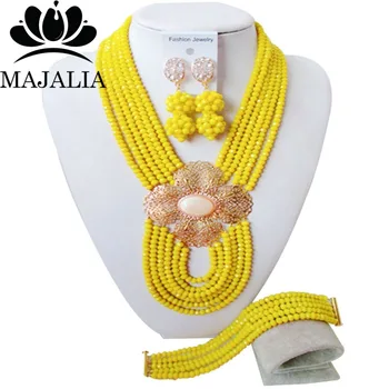 

Fashion african jewelry set yellow Crystal Nigeria Wedding african beads jewelry set Free shipping Majalia-225
