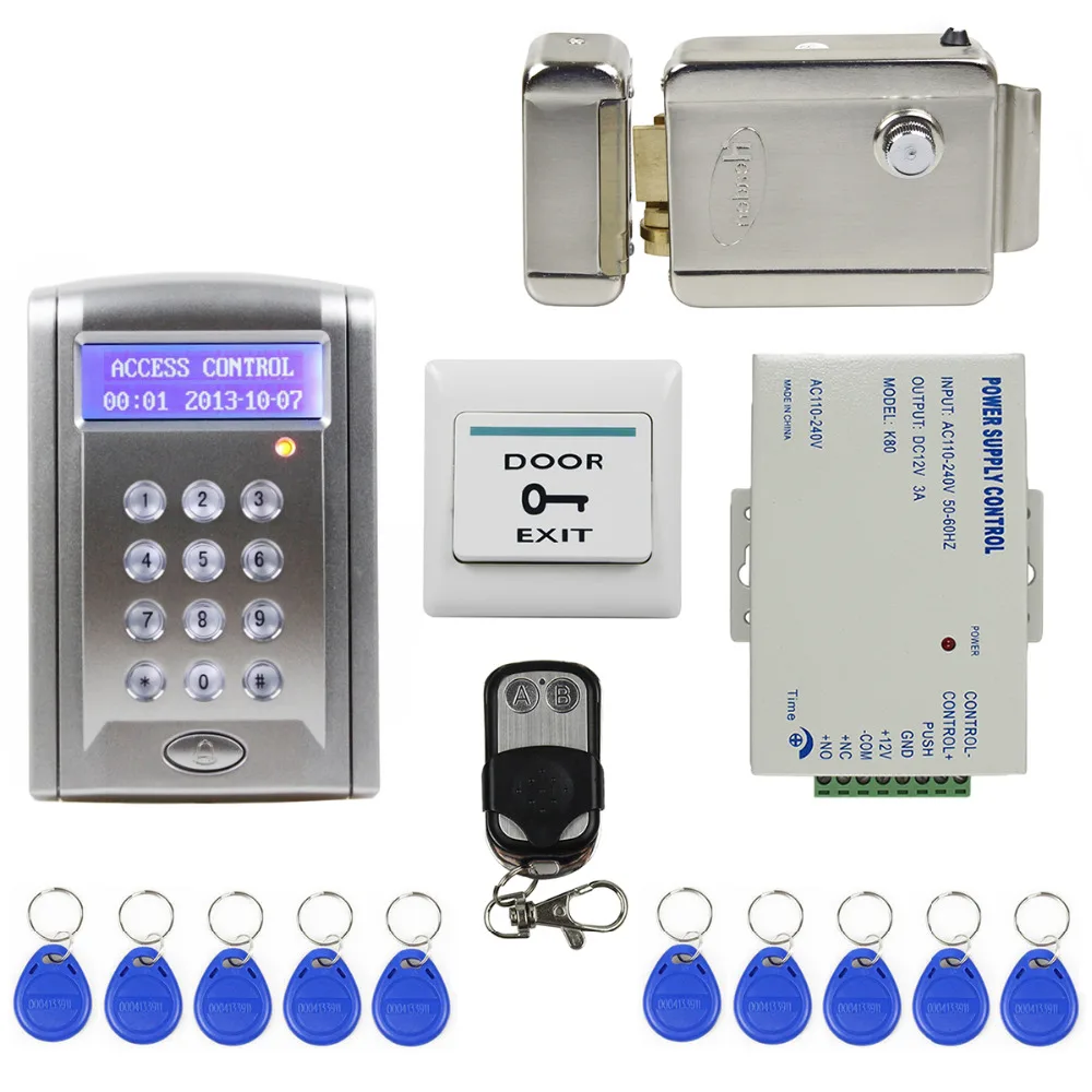 DIYSECUR пульт дистанционного управления 125 кГц RFID дверной замок система контроля доступа комплект с дверной звонок Кнопка+ Электрический замок BC200