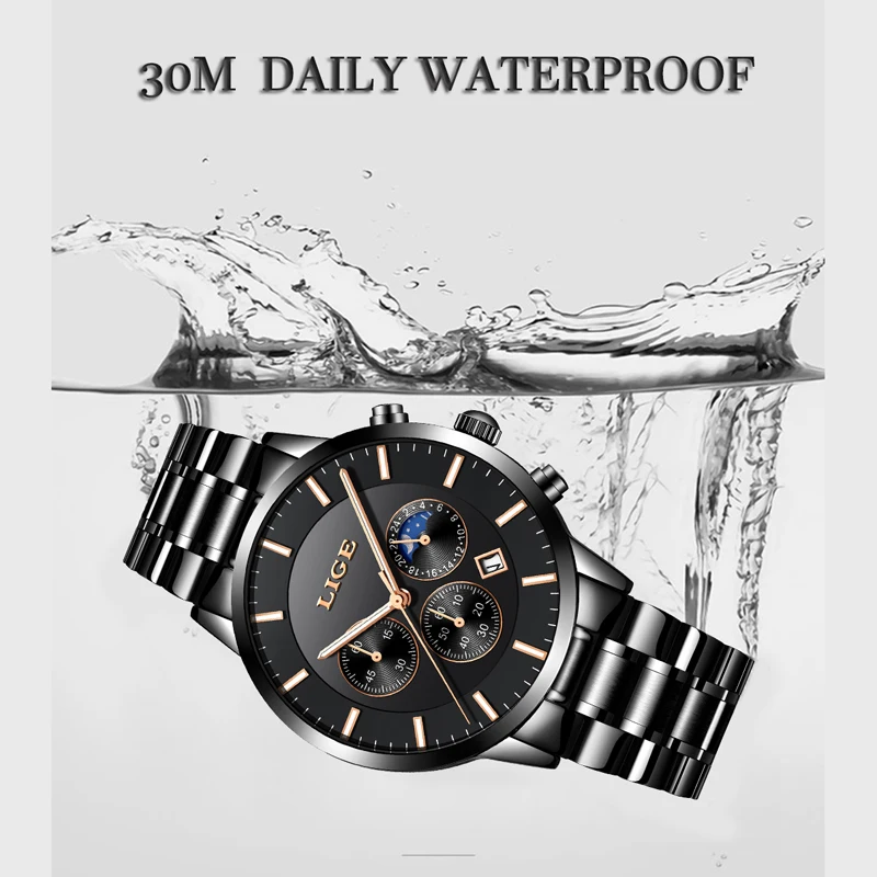 LIGE New Mens Watches Top Brand Luxury Men's Fashion Sports Quartz Watch Men Stainless Steel Waterproof Watch Relogio Masculino LIGE New Mens Watches Top Brand Luxury Men's Fashion Sports Quartz Watch Men Stainless Steel Waterproof Watch Relogio Masculino