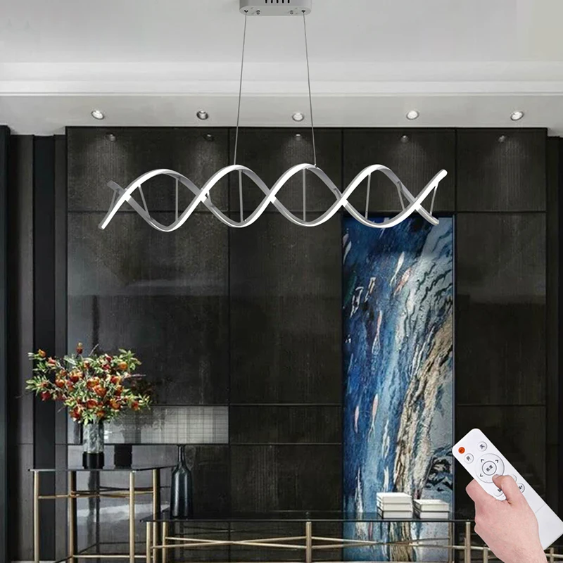 

Simple Creative Aluminum Double Spiral Pendant Lights Dimming Remote Control Light For Light Living Room Dining Room