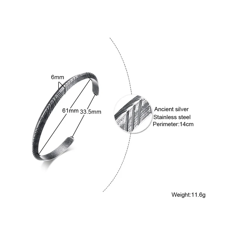 Vnox Men's Viking Cuff Bracelet Bangle Retro Tone Stainless Steel Unisex Jewelry
