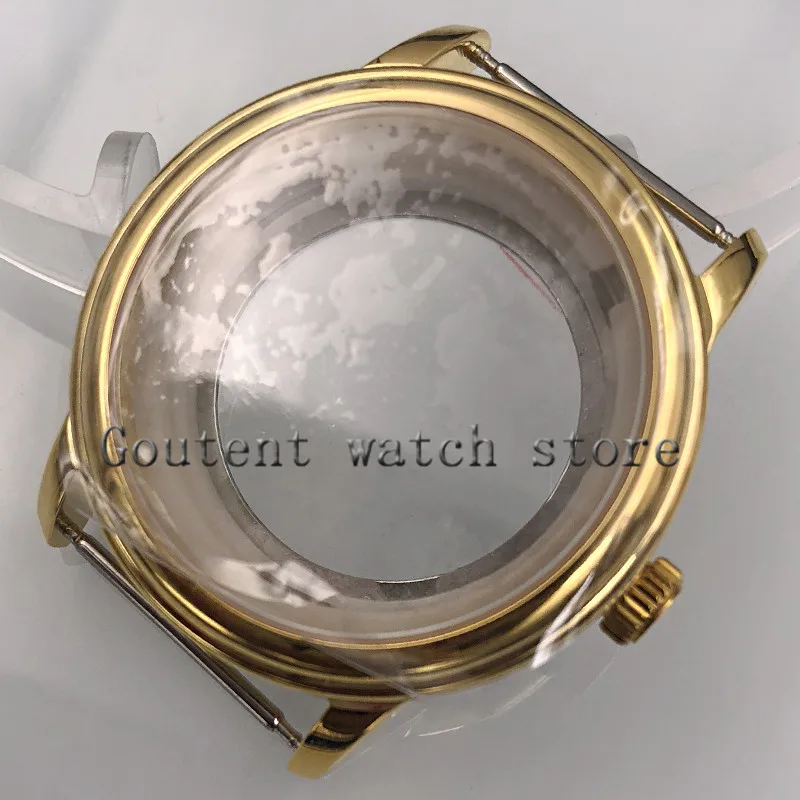 40 мм крышка из сапфирового стекла Золотой корпус подходят parnis мужские часы Meiyouda 8215, 821A, 82 серии, eta2836