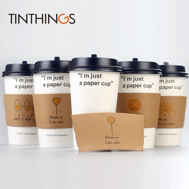 Gobelets à café jetables en papier kraft à double pont, anti-chaleur,  figure de anciers, manchon de tasse personnalisé, 12 oz, 16oz, 200 pièces -  AliExpress