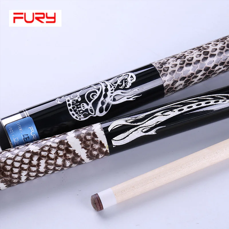 2018 Fury Billiard Handmade Snakeskin Carving Pool Cues Cue 11.75mm/12