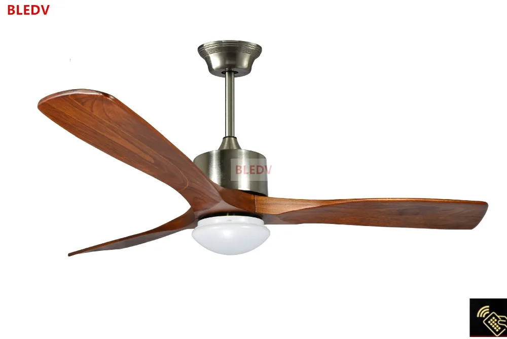 52 Inch Village Wooden Ceiling Fan With Lights Remote Control