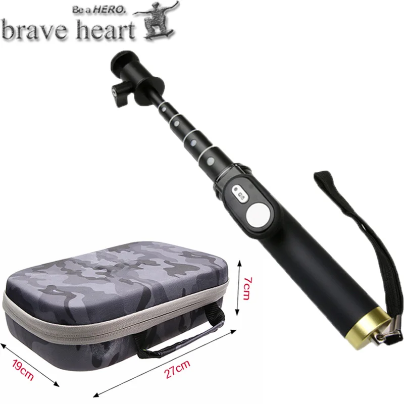 

brave heart Carrying Case EVA Box Storage Bag + selfie stick monopod for Xiaomi Yi 4k 2 xiaoyi Sport Action Camera Accessories