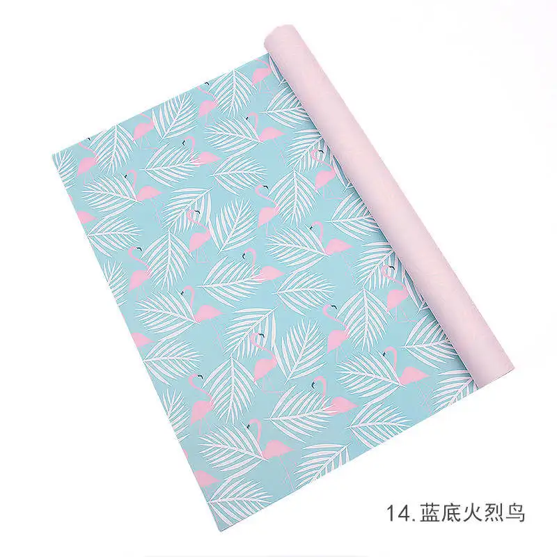 10 шт Фламинго стиль упаковки Подарочная коробка для свадебной вечеринки DTY оберточная бумага Искусственные цветы украшения 50*70 - Цвет: 014