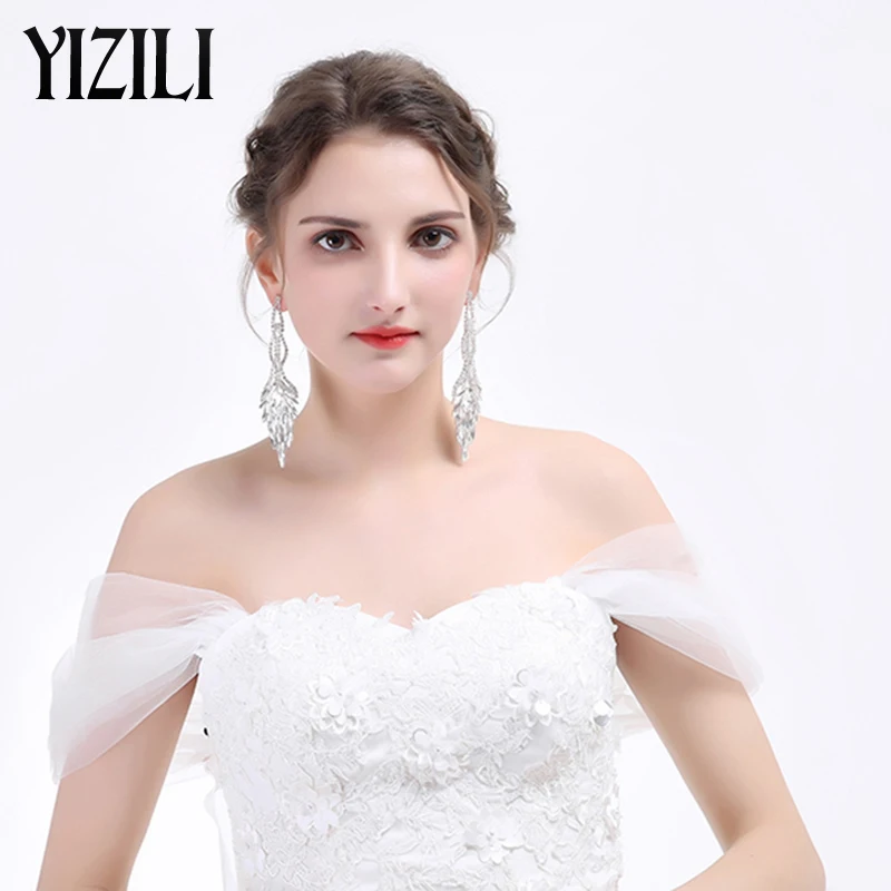 

YIZILI 2018 New Ladies Fashion Crystal Long Earrings For Women Vintage Rhinestone Drop Earrings Big Wedding Dangle Earrings E006