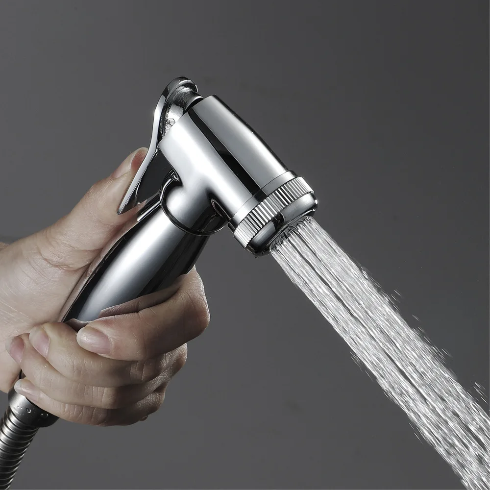 Brass Chrome Bidet Faucet Toilet Shower Hand Held Bidet Spray Gun Telescopic Hose Single Cold Wall Mounted Bathroom Accessories
