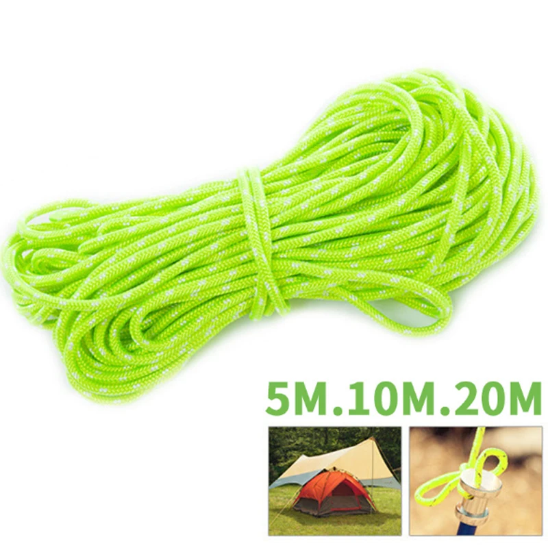 

1Pcs outdoor luminous rope nylon camping wind rope outdoor survival rope 5M 10M 20M outdoor camping necessary tools