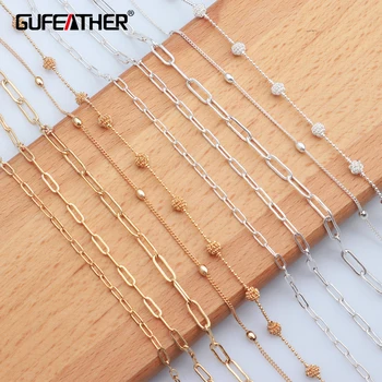 

GUFEATHER C35,jewelry making,silver gold chains,necklace for women,diy jewelry,copper metal,charms,jewelry findings,3m/lot