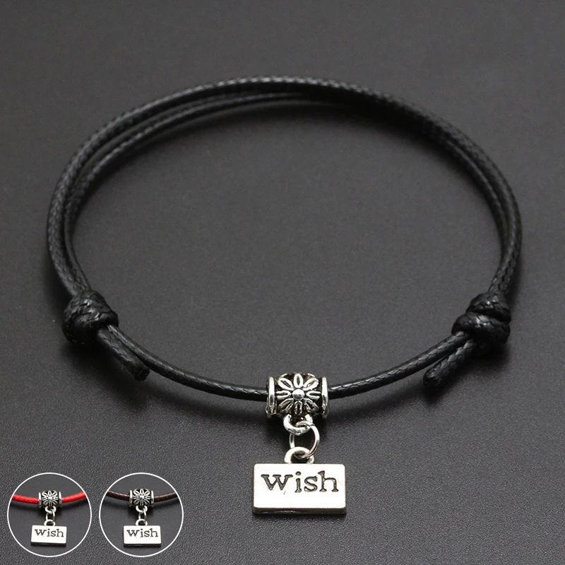 

2019 New Best Wish for You Pendant Red Thread String Bracelet Lucky Black Coffee Handmade Rope Bracelet for Women Men Jewelry