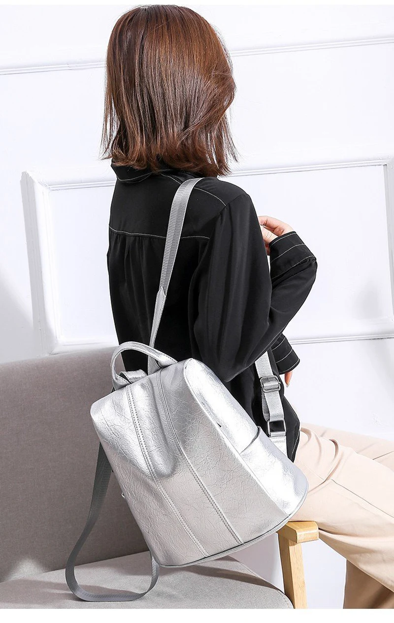 Гладкий минималистичный рюкзак, женский водонепроницаемый рюкзак, Женская вместительная Студенческая сумка, брендовая Противоугонная дорожная сумка для девушек