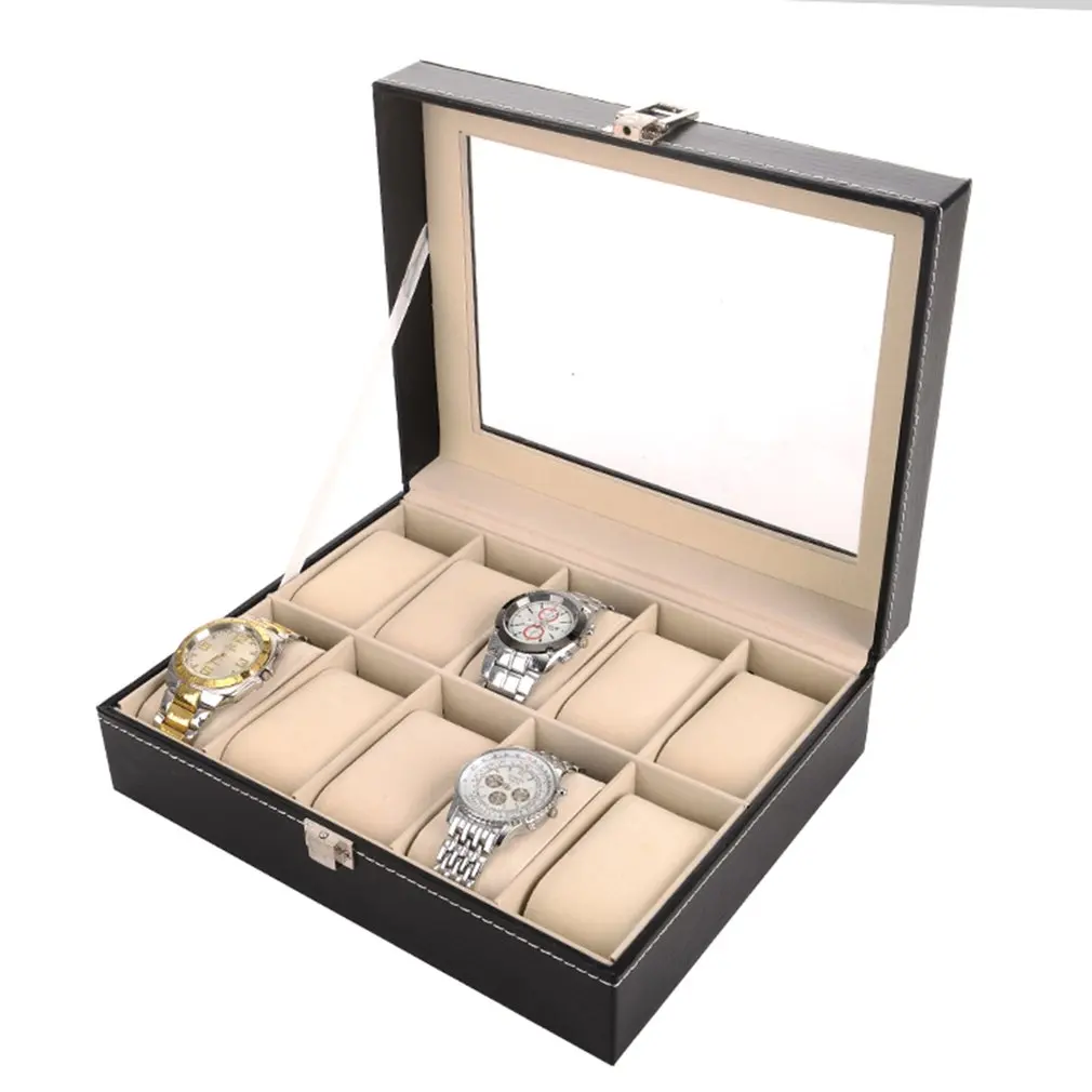 

Professional 10 Grids Crocodile Pattern Watches Display Box Durable Wooden Wristwatch winder Organizer Jewelry box Storage Case