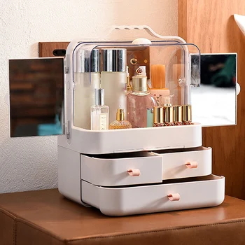 

Large capacity Storage Box Makeup Container Organizer Light Portable Store Jewelry Cosmetic Plastic Dustproof Drawer Waterproof