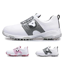 PGM Для женщин профессиональный гольф кожаная обувь на микрофибре Розово-серый шнуровке спортивная дышащая нескользящая обувь женская обувь с пряжкой