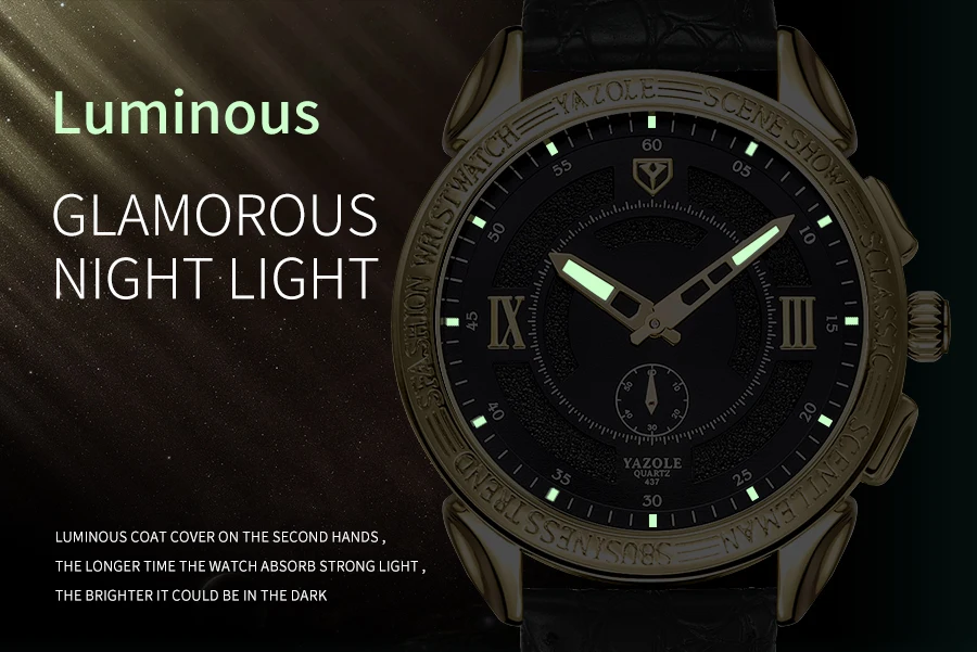 Мужские часы Топ бренд класса люкс YAZOLE Мужские часы 3ATM водонепроницаемые мужские часы светящиеся указатели дизайнерские модные деловые часы
