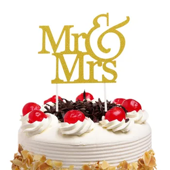

Mr & Mrs Cake Topper Love Wedding Kids Birthday Cake Flags Glittler Wedding Engagement Party Cake Baking Decor Xmas Cake Flags