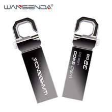 WANSENDA Keychain USB Flash Drive 64GB Metal Pen Drive 32GB 16GB 8GB 4GB Pendrive USB Memory Stick Waterproof Flash Drive