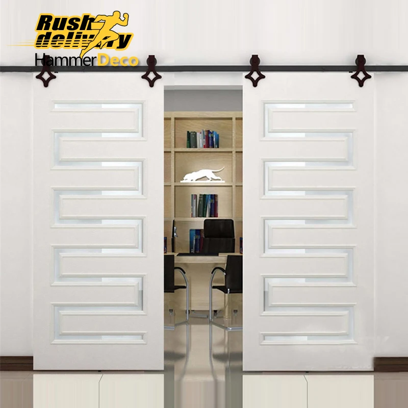10/12/13/15 /16FT Country Farm Sliding Door Hardware Antique Modern 10/12/13/15 /16FT Country Farm Sliding Door Hardware Antique Modern Barn Wood Interior Double Rollers Closet Track Set Kit-in Doors from Home Improvement on ... - 10/12/13/15 /16FT Country Farm Sliding Door Hardware Antique Modern