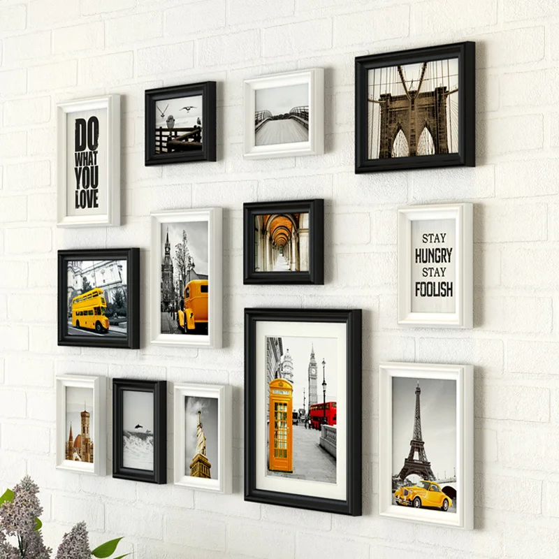 Modern City Style Black White Frames Combinations For Home Decor Wall Hanging Picture Frames 13pcs Photo Frame Set Porta Retrato Frame Aliexpress