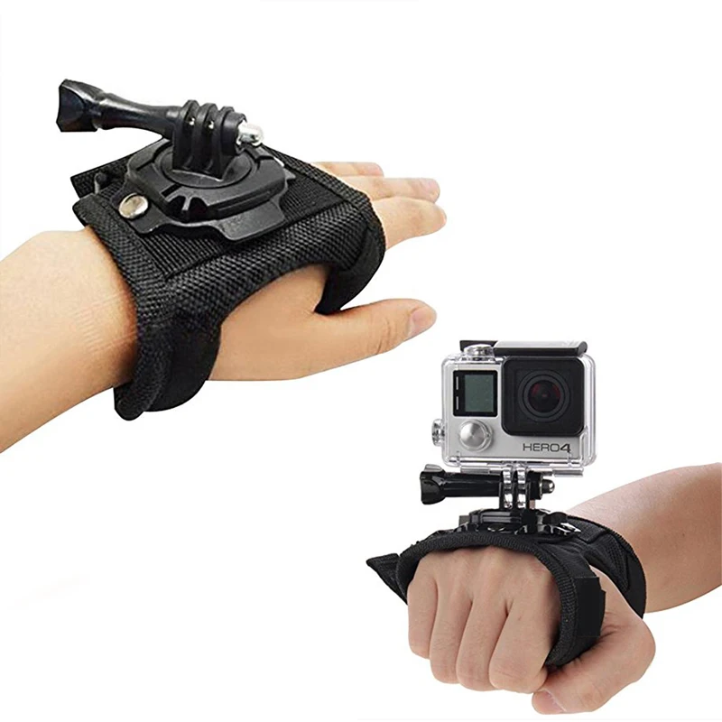 

360 Degree Rotation Glove style Wrist Hand Band Mount Strap For GoPro Hero 4 Hero 4 Session 3+ 3 2 Xiaoyi Action camera