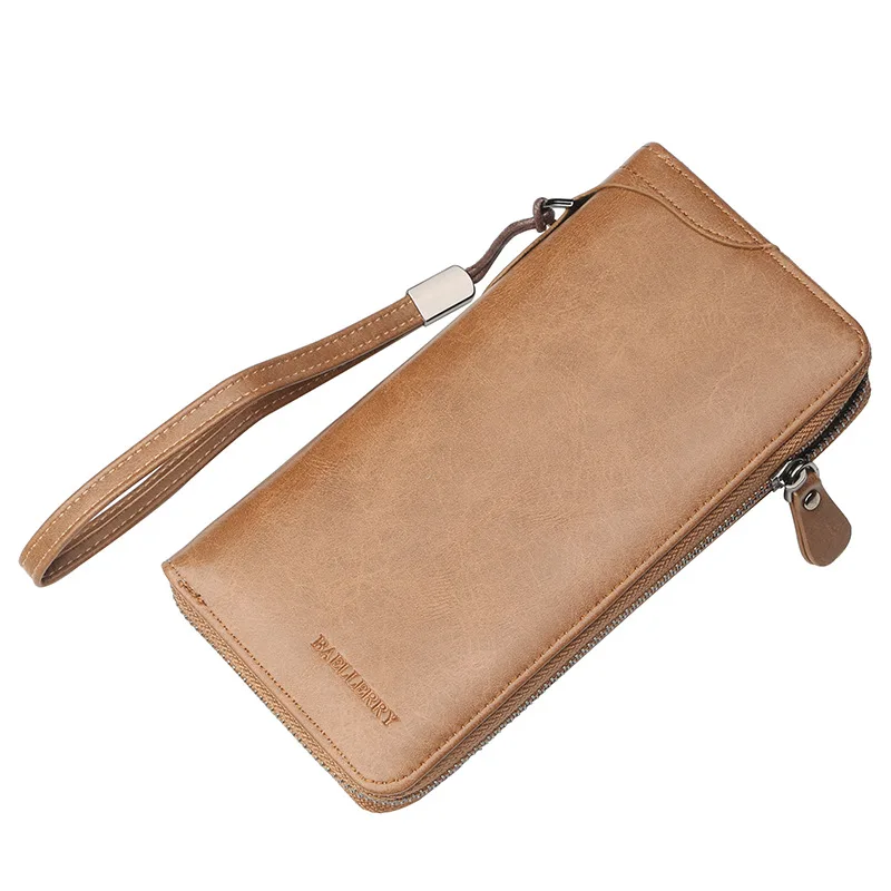 Новые роскошные мужские кошельки в деловом стиле pu кожаный держатель для карт кошелек Длинный кошелек с карманом для мобильного телефона мужской клатч - Цвет: Brown