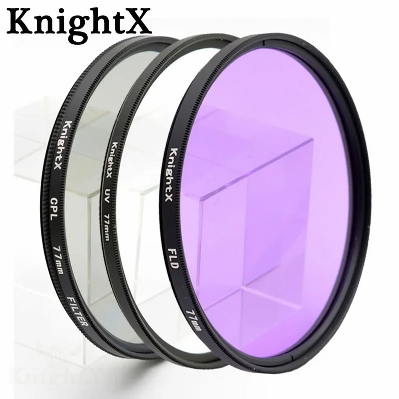 KnightX 49 мм-77 мм 52 мм фильтр УФ CPL FLD круговой комплект круговой поляризатор с для Nikon Canon Pentax sony DSLR камера 5D 6D - изображение