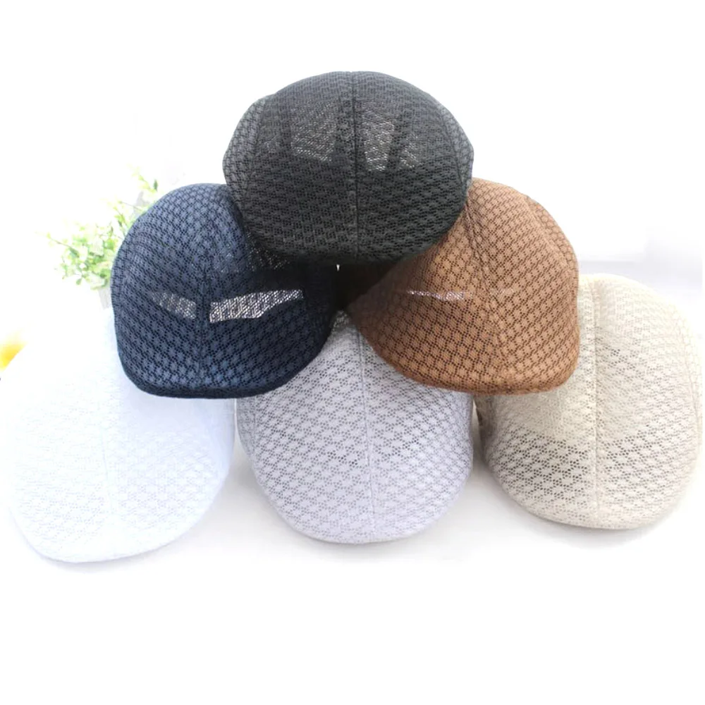 

Faroonee Summer Sun Mesh Beret Cap Unisex Men Women Newsboy Golf Cabbie Flat Peaked Hat Casquette Breathable Berets