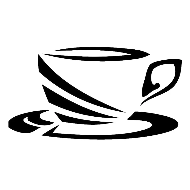 

17.3cm*9.3cm Cartoon Coffee Tea Cup Vinyl Car-Styling Car Sticker Black/Silver S3-5939