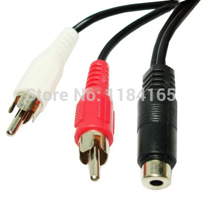 

3.5mm Female Stereo Audio Jack to 2 Male RCA Plugs Cable Adapter