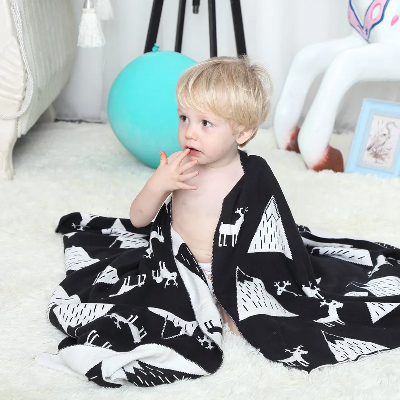 

New Nordic Style Pure Cotton Knitted Warm Shawl Kid Blanket Sofa Warm Blankets Baby Summer Sweater Throws for Home Decoration